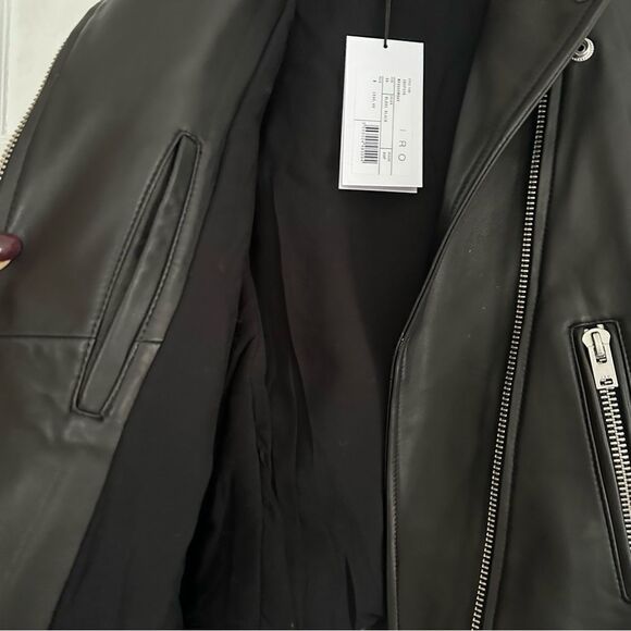 IRO Newhan Leather Jacket in Black - Picture 6 of 10